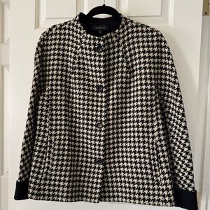 Talbots Classic Houndstooth B&W Wool and Nylon Blazer LN size L